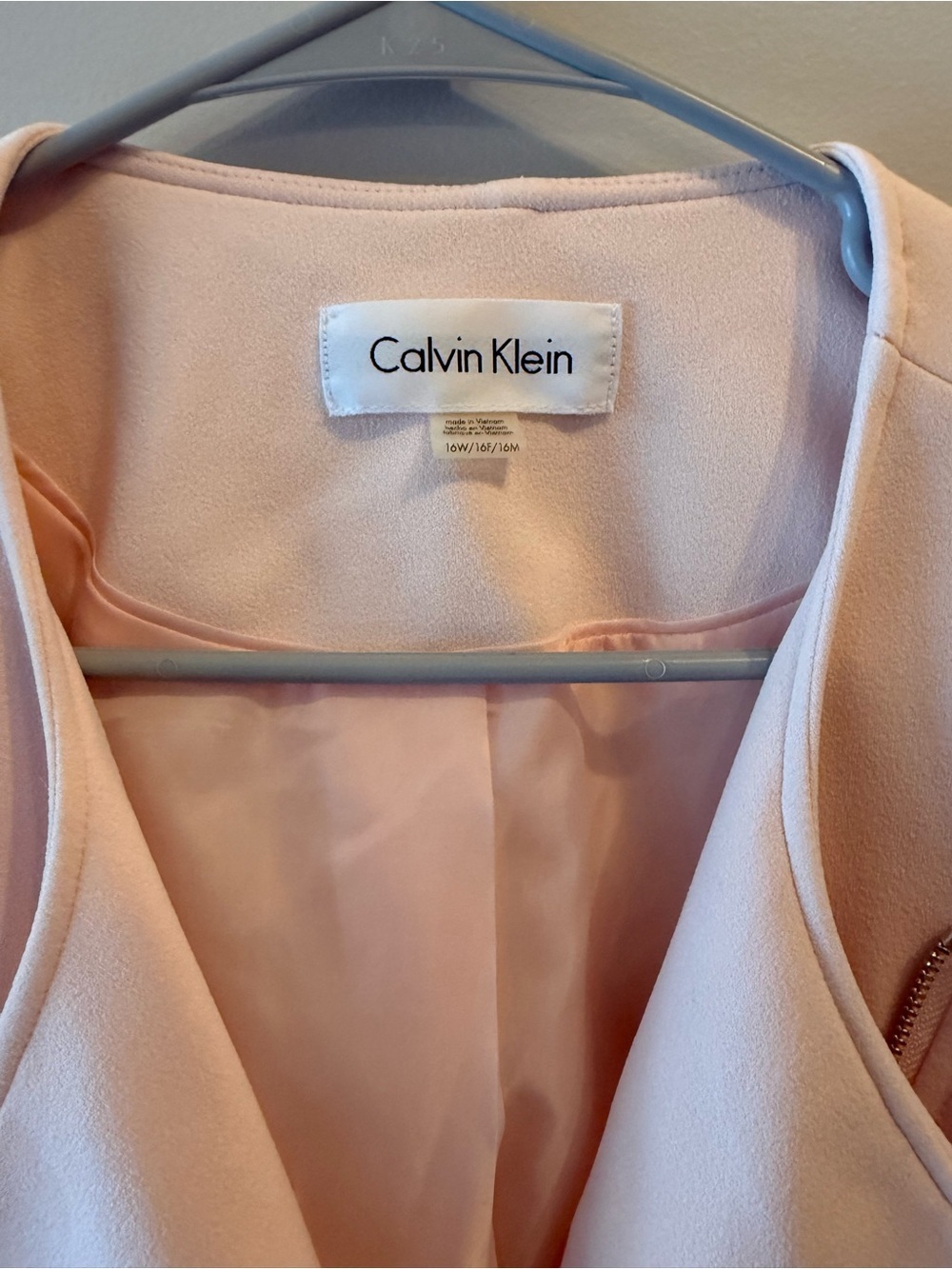 Calvin Klein Women's Blush Pink Asymmetrical Zip Jacket - Picture 2 of 5